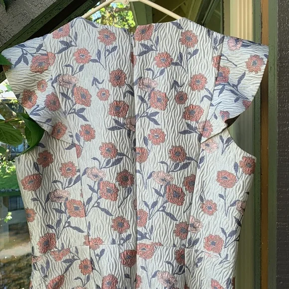 Gal Meets Glam Sz 6P fit n’ flare silver embossed floral dress pink NEW formal - Picture 15 of 17